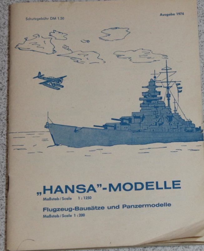 1974 Katalog (1 St.) "Hansa" - Modelle 1:1250; Flugzeugmodelle und Panzermodelle 1:200 Schowanek